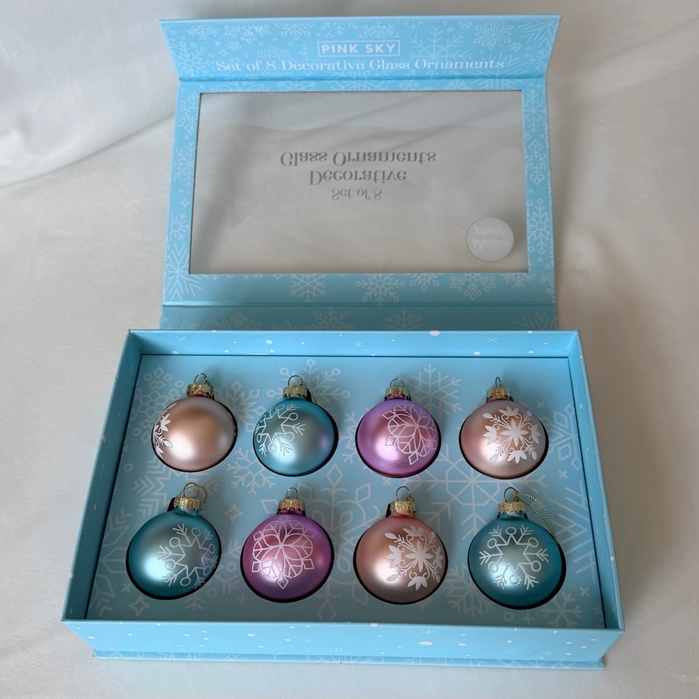 Pink Sky Decorative Glass Ornaments, Set of 8 - Picture 6 of 9